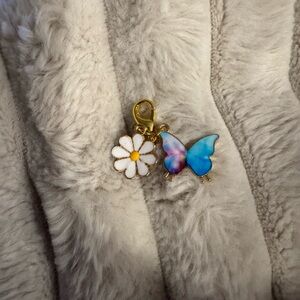Dainty Daisy and Blue Tie-Dye Butterfly Charm